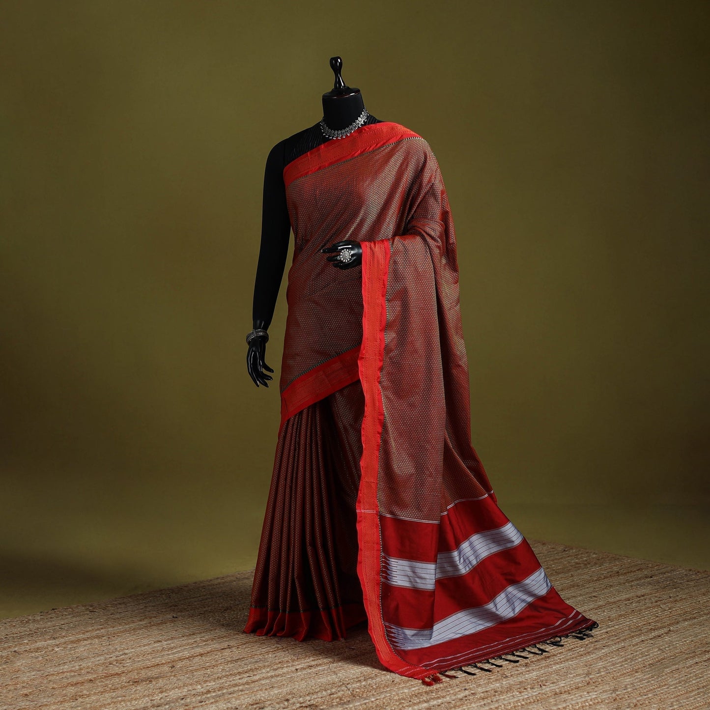 Silk cotton khun saree with ilkal pallu chikki paras border