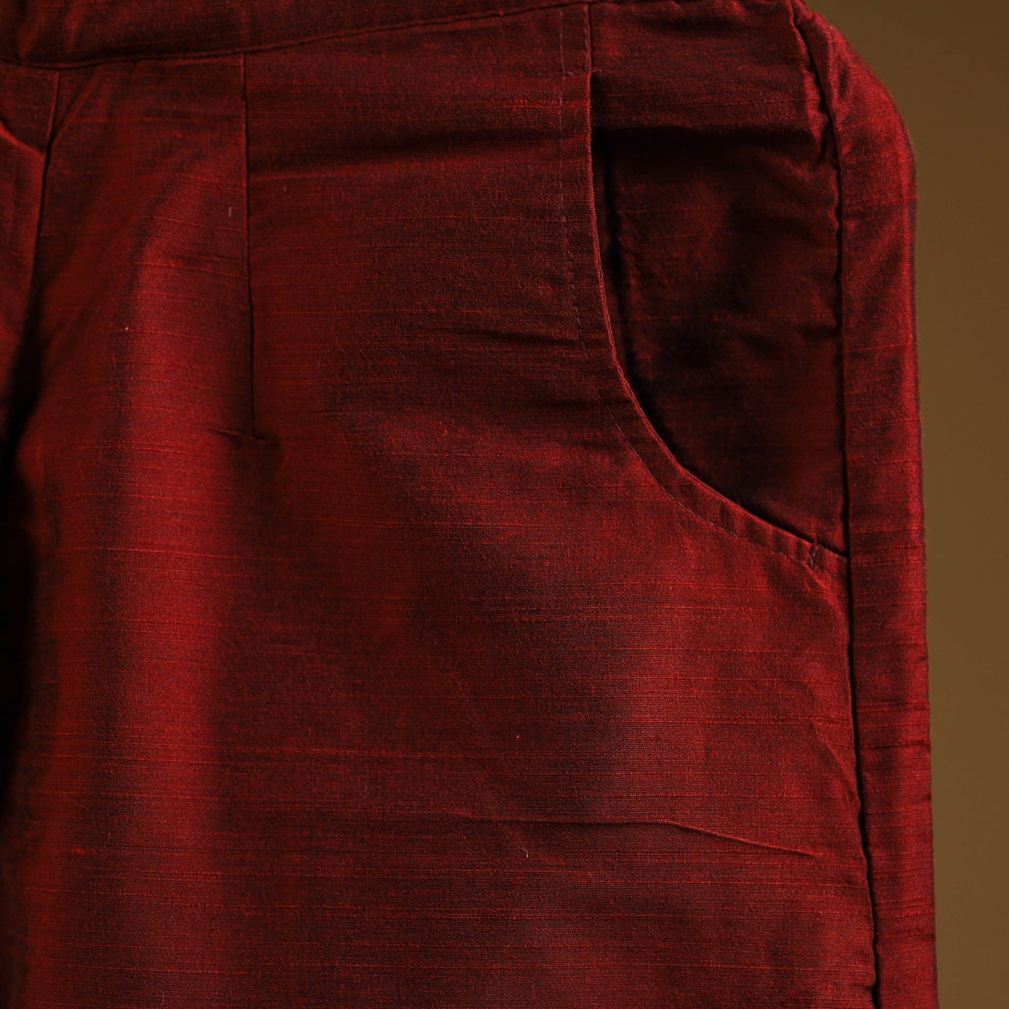 Red - slub silk plain palazzo 01 - handcrafted