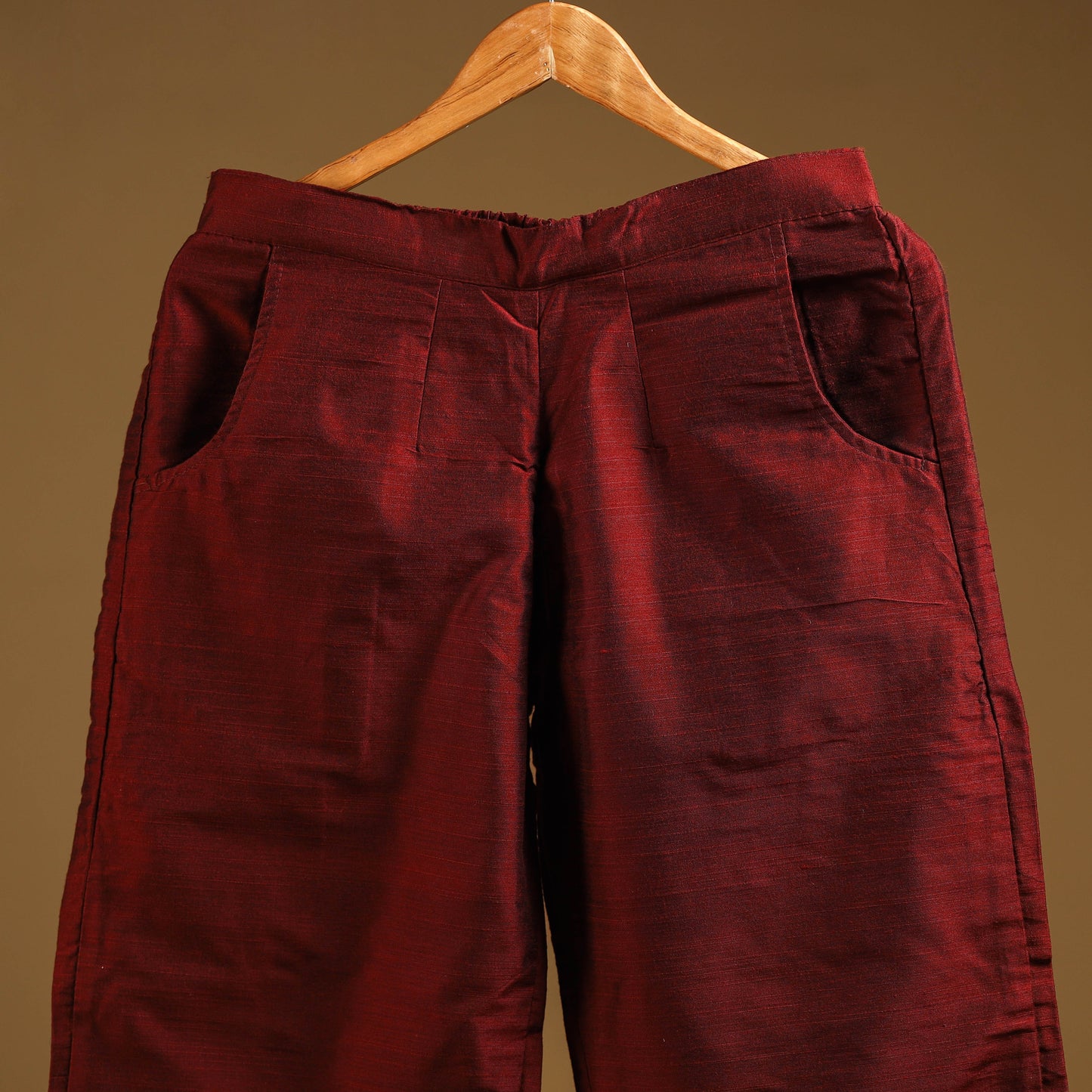 Red - slub silk plain palazzo 01 - handcrafted