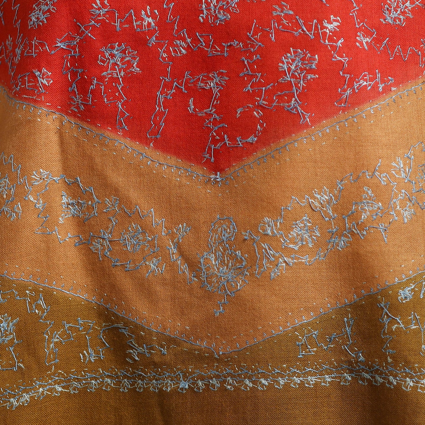 Red - sozni heavy hand embroidery work kashmiri merino wool