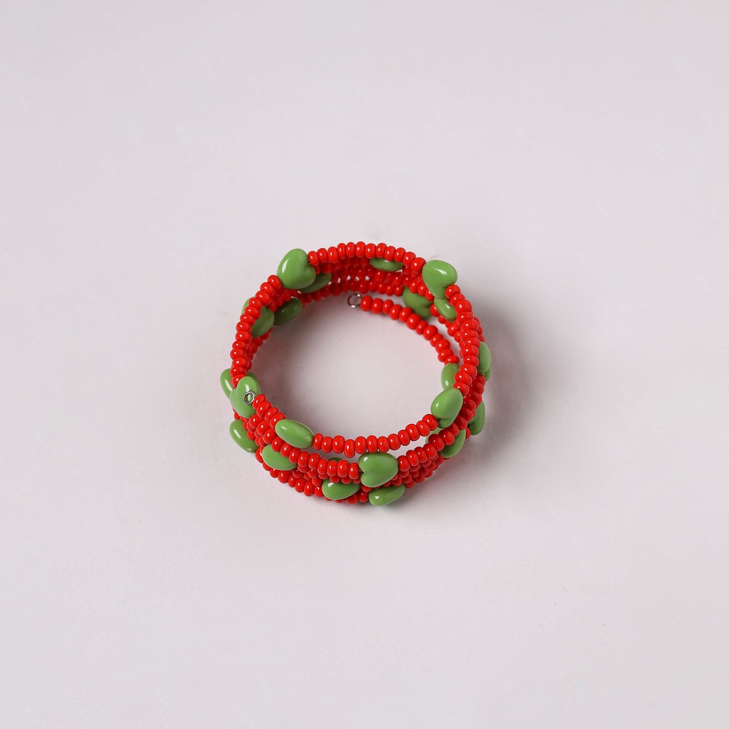Red - spiral handmade beaded bracelet 216 - handcrafted