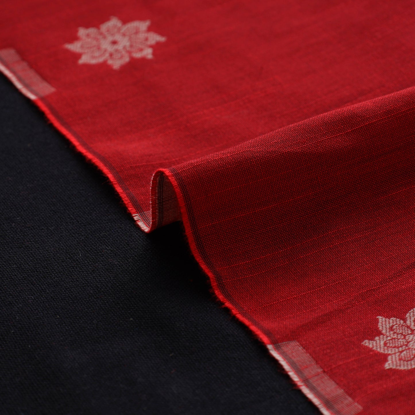 Red - spun dupion viscose silk thread buta fabric 18