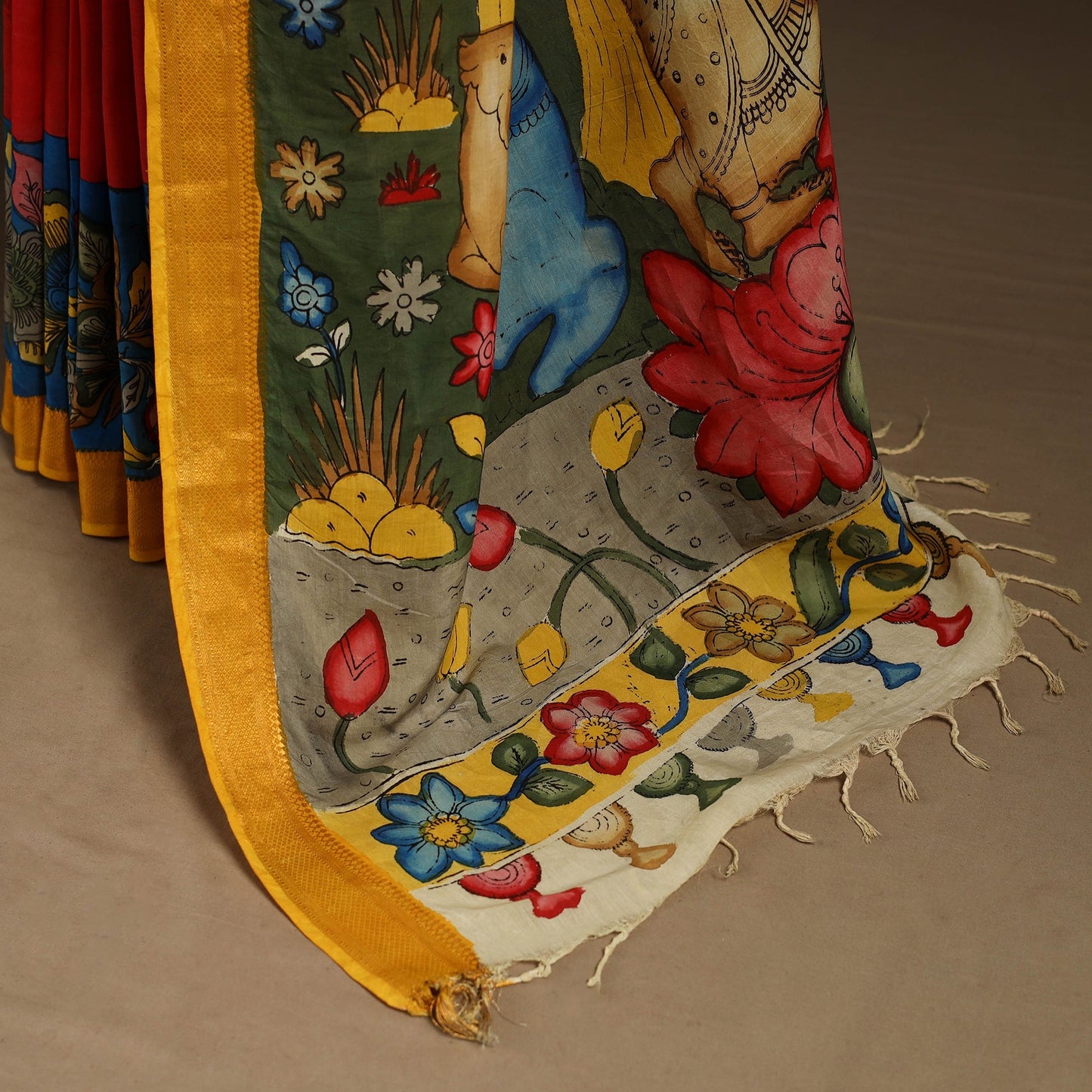 Red - srikalahasti handloom cotton handpainted pen
