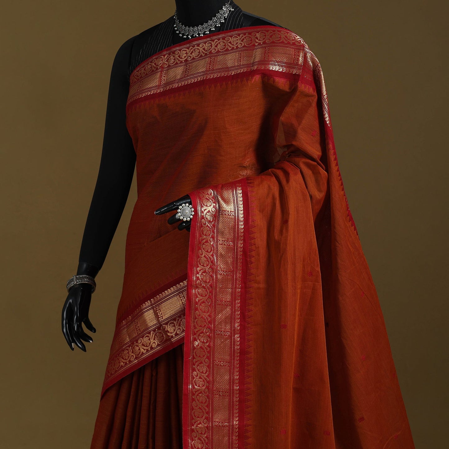 Thread buti cotton kanchipuram saree with border 35