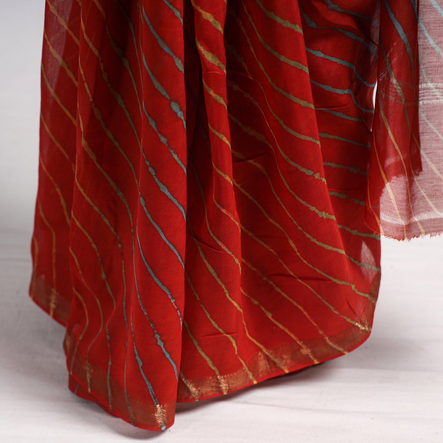 Leheriya Tie-Dye Chanderi Silk Saree with Zari Border