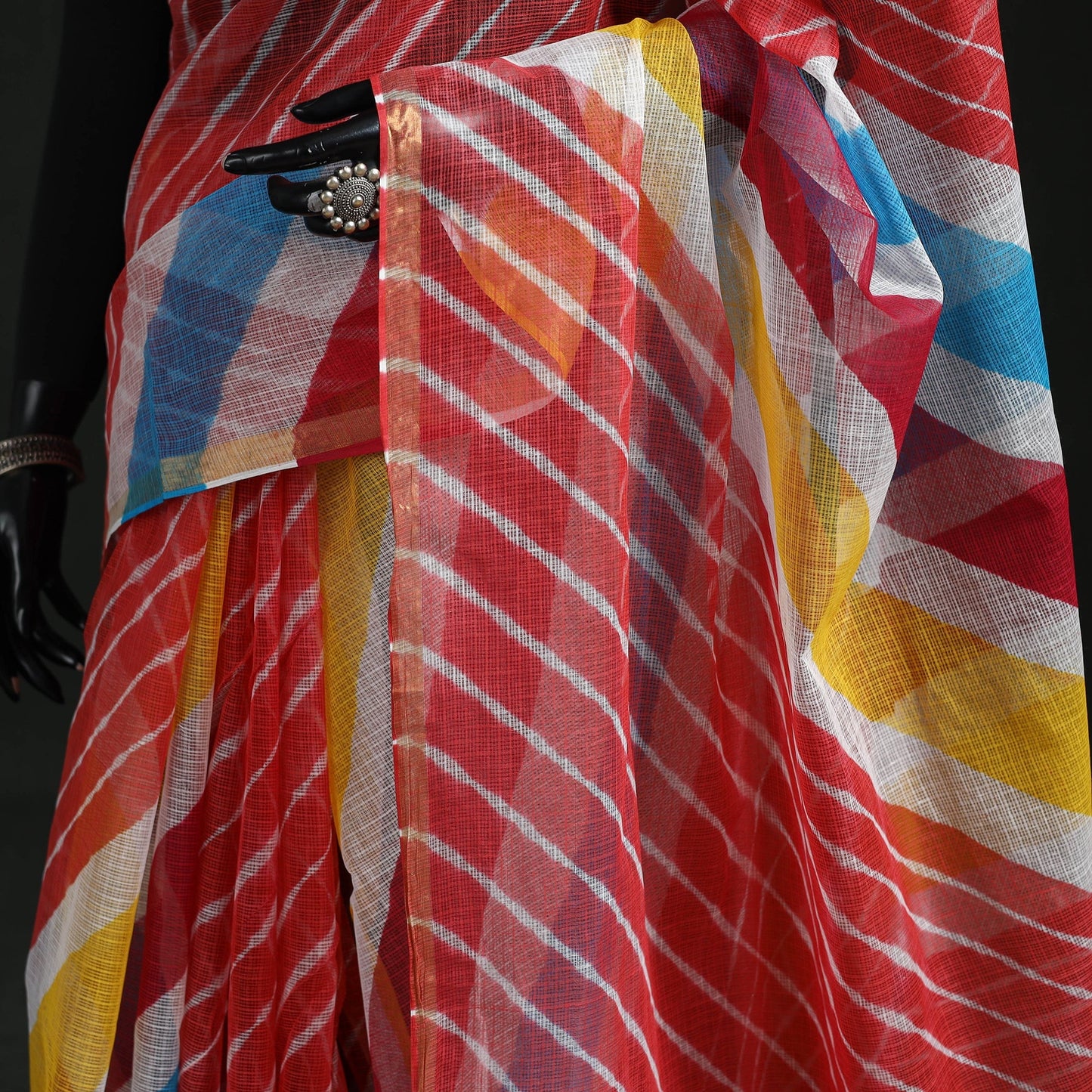 Tie-dye kota doria cotton leheriya saree 13 - handcrafted