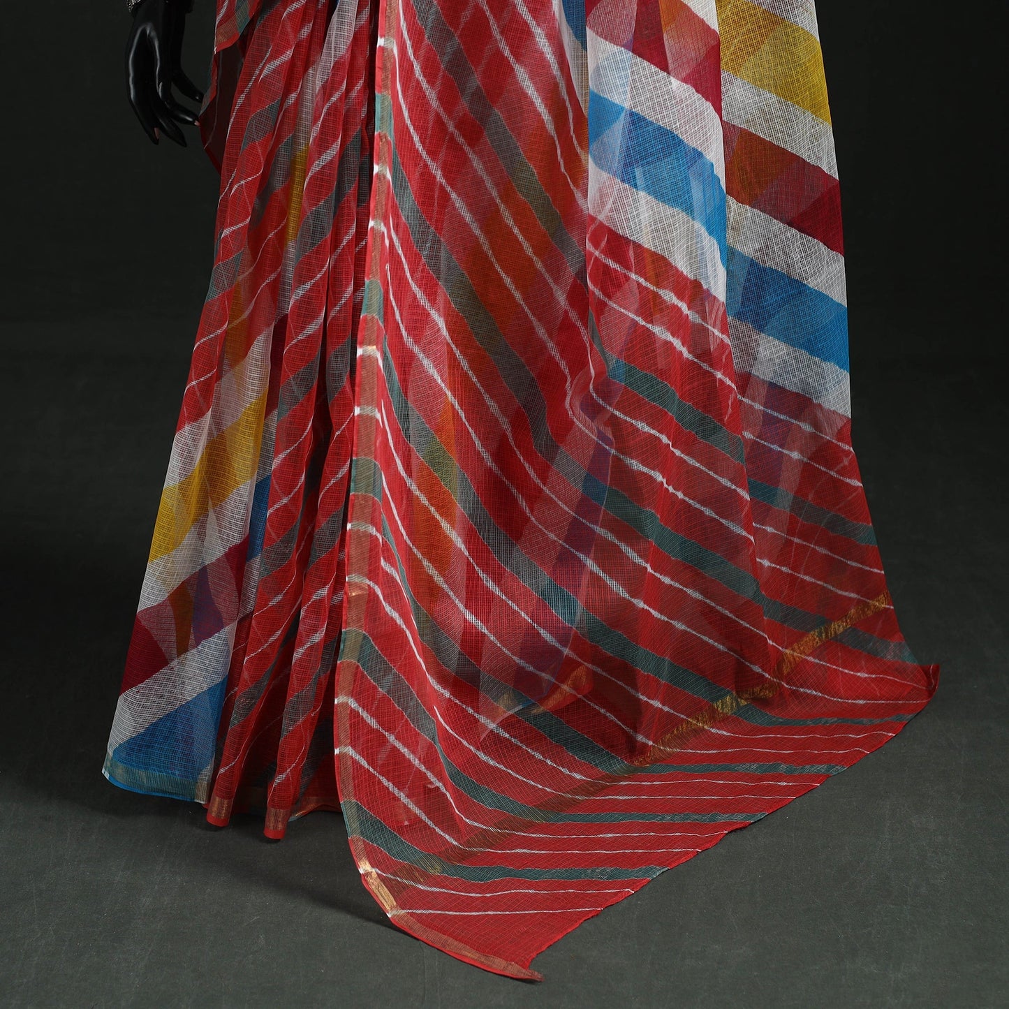 Tie-dye kota doria cotton leheriya saree 17 - handcrafted