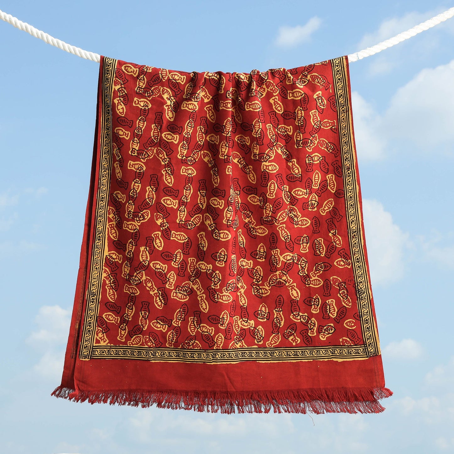 Traditional Pipad Block Printed Pure Handloom Cotton Towel