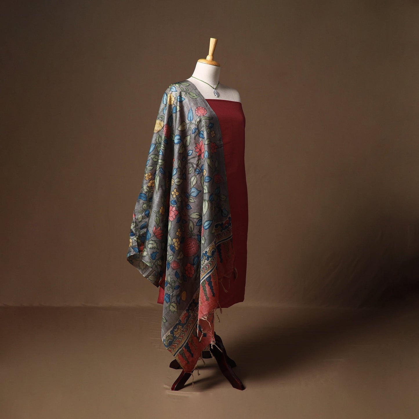 Vidarbha tussar silk handloom plain 2pc unstitched dress