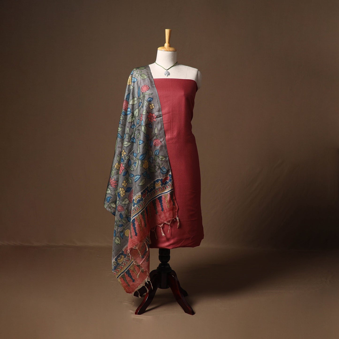 Vidarbha tussar silk handloom plain 2pc unstitched dress