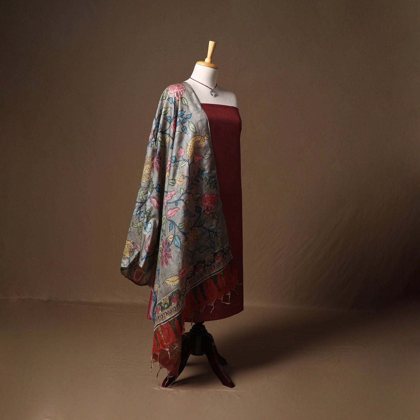 Vidarbha tussar x muga silk handloom plain 2pc unstitched