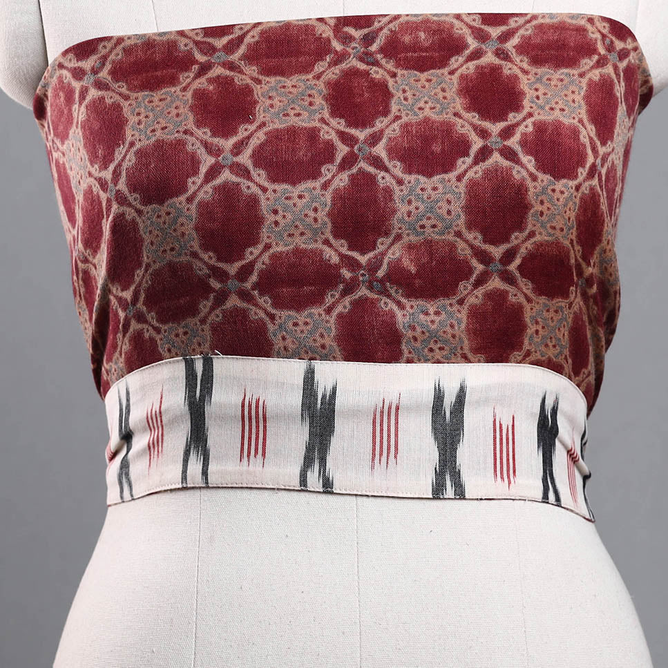 Red - woollen bagh blouse piece 58 - handcrafted