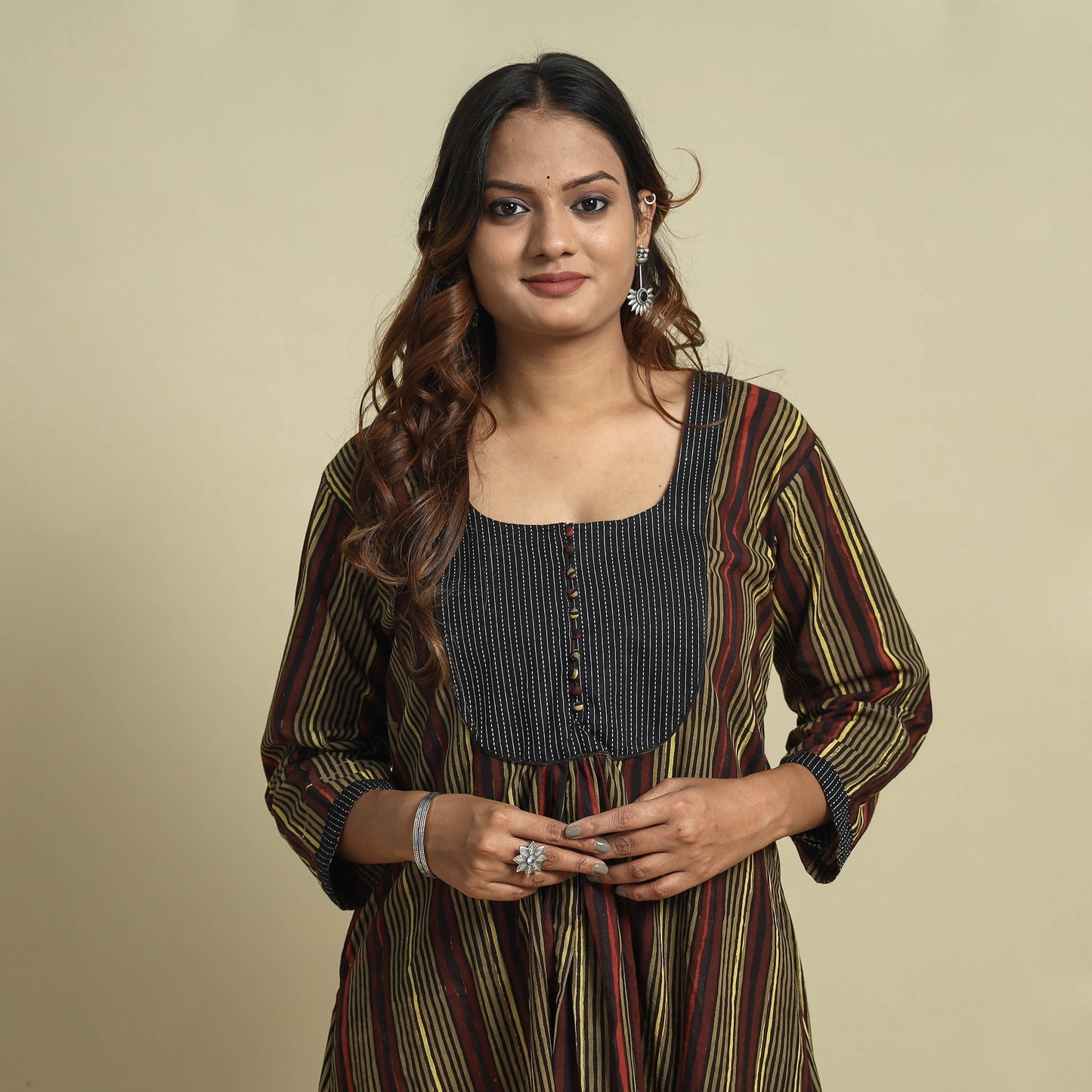 Jahota Block Printed Kantha Patchwork Cotton Kurta Online at iTokri.com