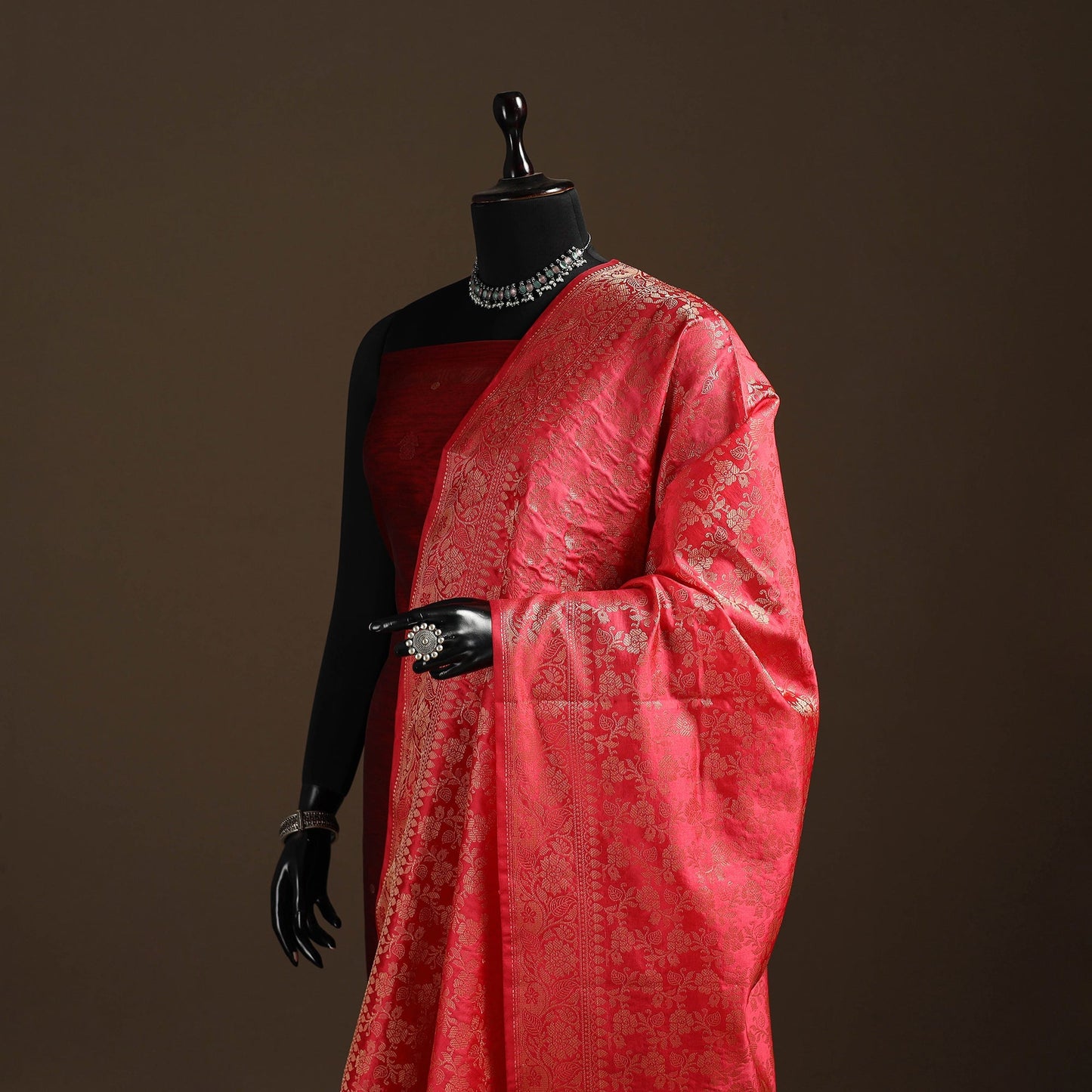 Zari work banarasi silk dupatta 16 - handcrafted