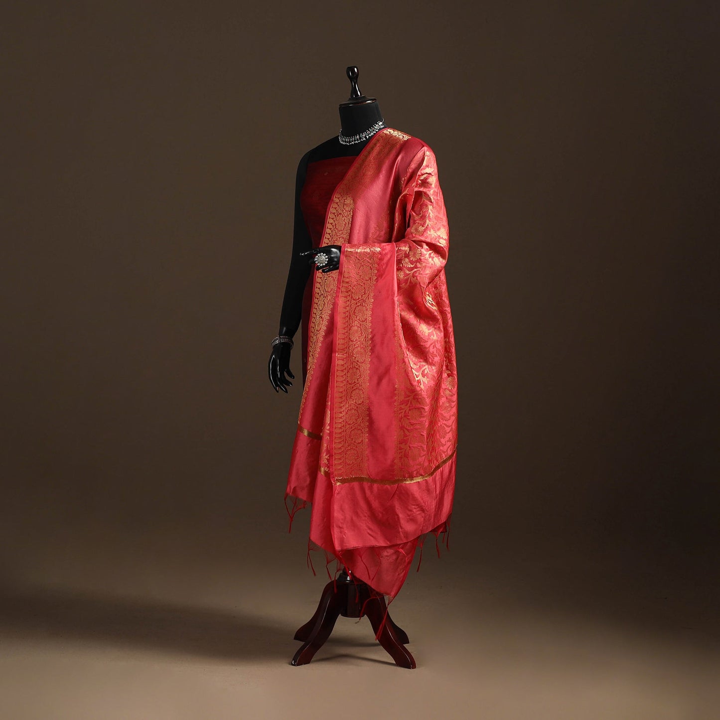 Zari work banarasi silk dupatta 30 - handcrafted