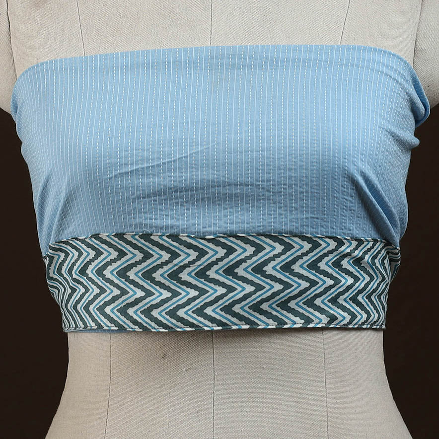 Running stitch plain cotton blouse piece 33 - handcrafted