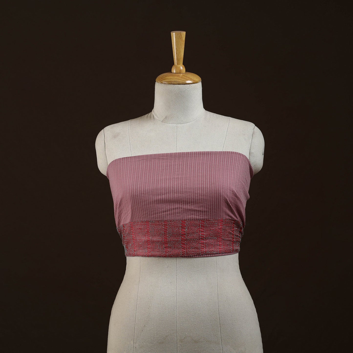 Running stitch plain cotton blouse piece 37 - handcrafted