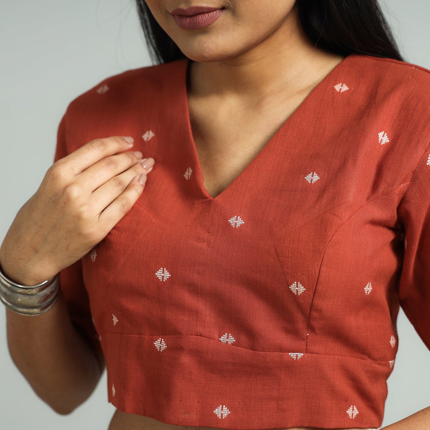 Buy Jacquard Weave Cotton Stitched Blouse Online at iTokri.com