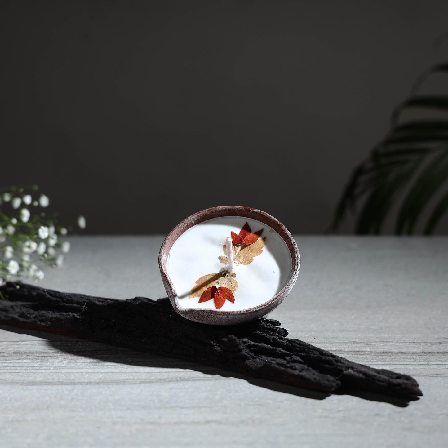 Sage - sri aurobindo ashram clay diya with wax 24