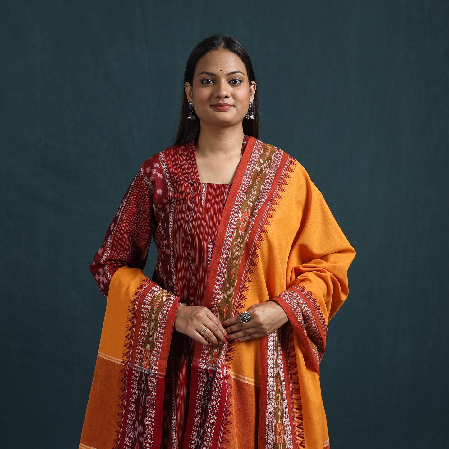 Sambalpuri ikat pure cotton suit set with dupatta for women