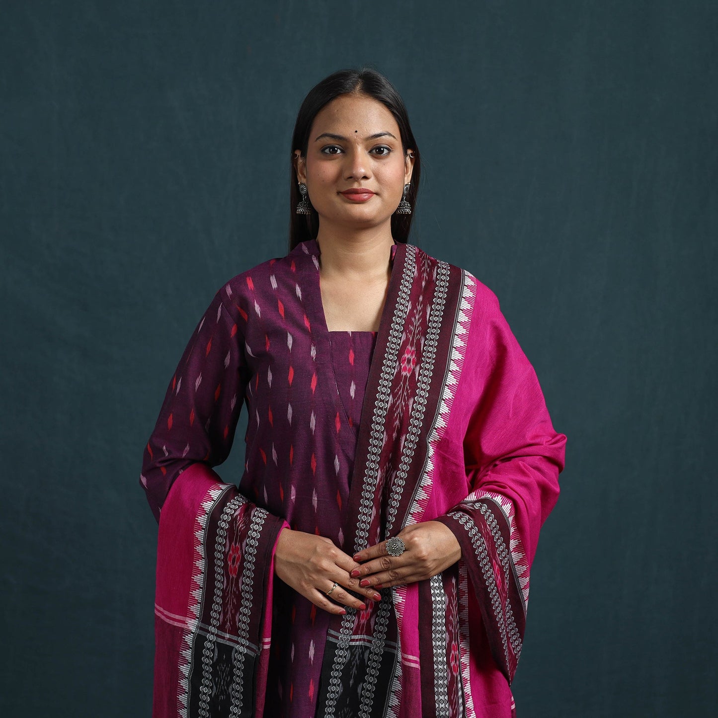 Sambalpuri ikat pure cotton suit set with dupatta for women