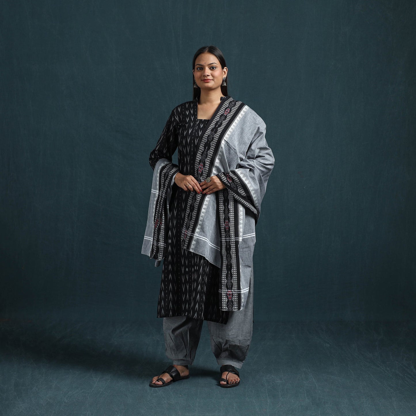 Sambalpuri ikat pure cotton suit set with dupatta for women