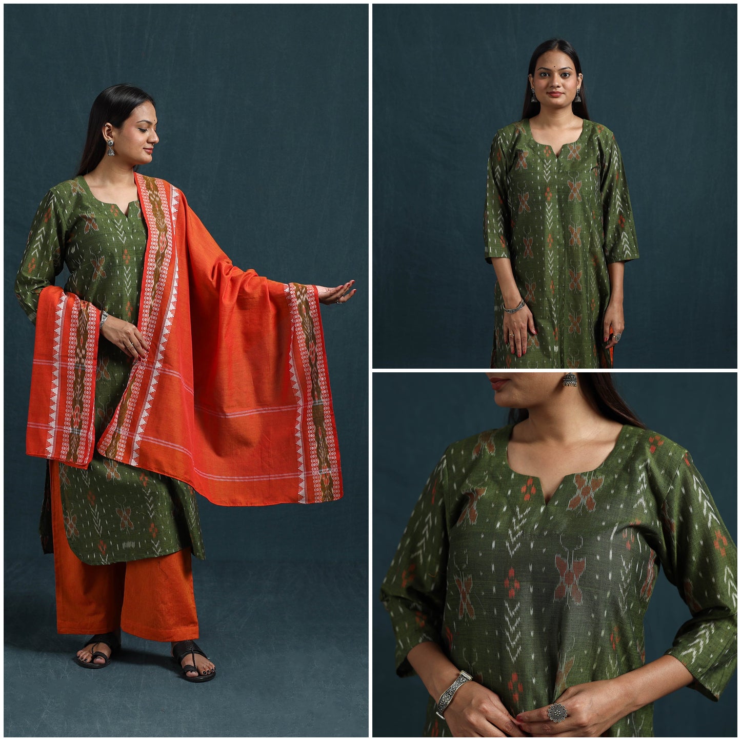 Sambalpuri ikat pure cotton suit set with dupatta for women