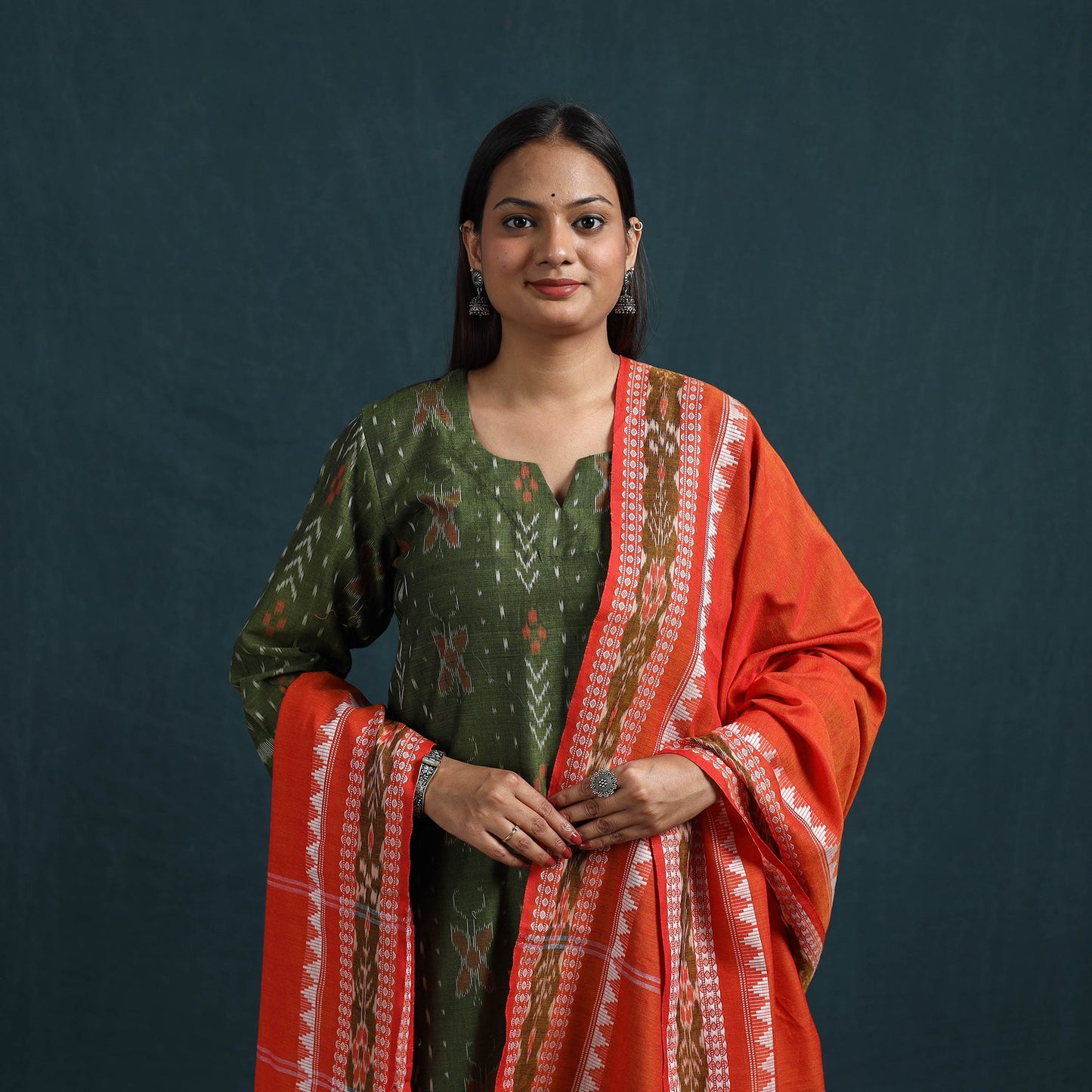 Sambalpuri ikat pure cotton suit set with dupatta for women