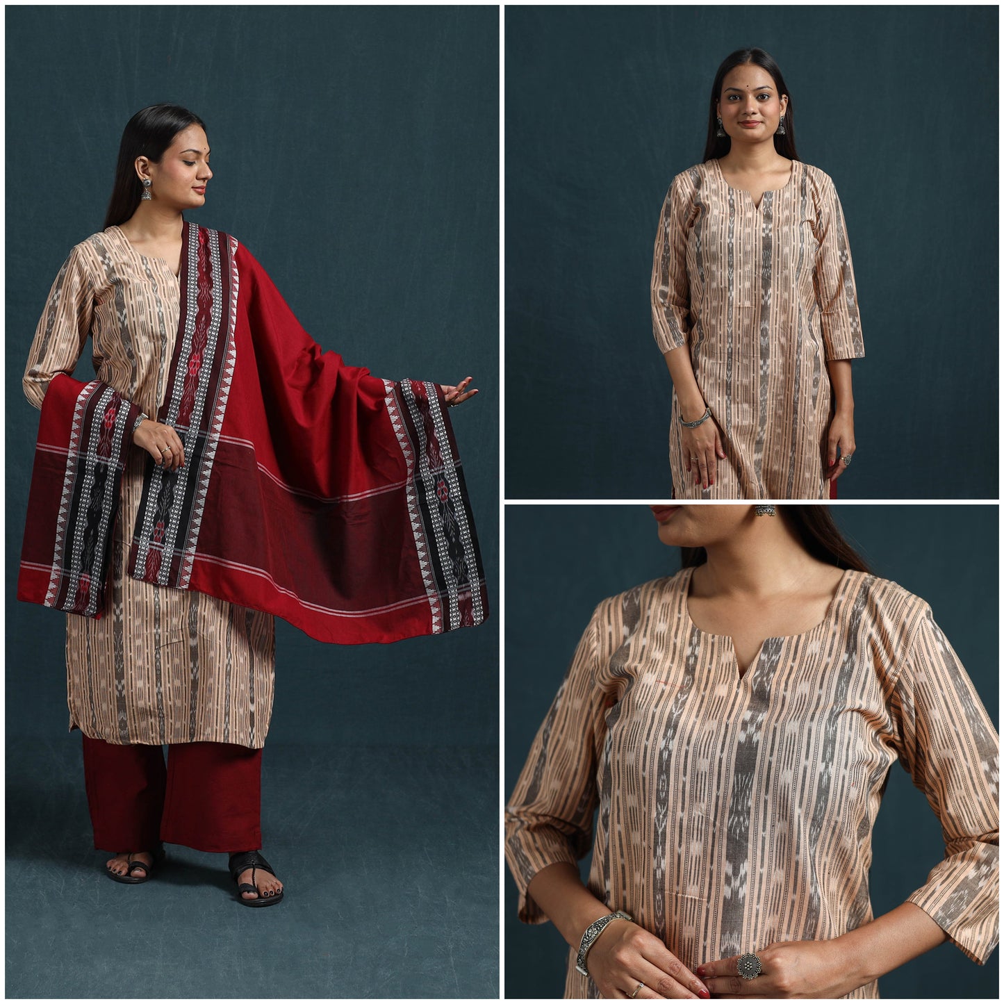 Sambalpuri ikat pure cotton suit set with dupatta for women