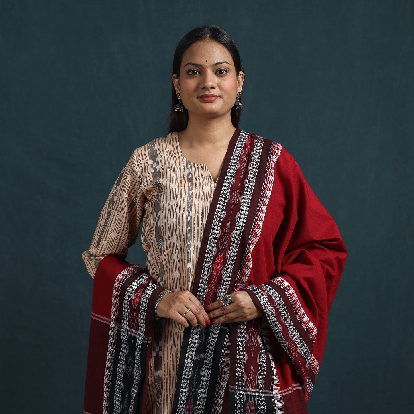 Sambalpuri ikat pure cotton suit set with dupatta for women