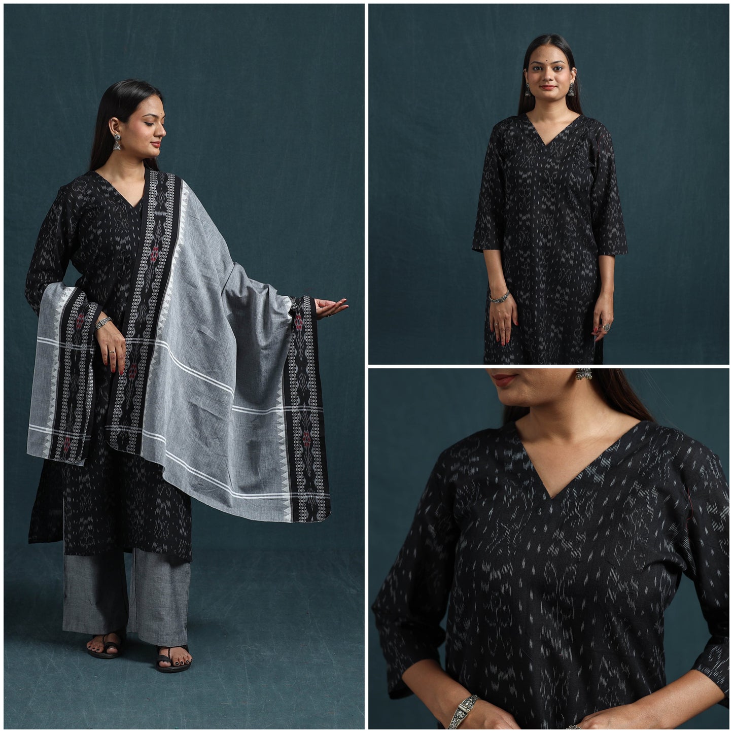 Sambalpuri ikat pure cotton suit set with dupatta for women
