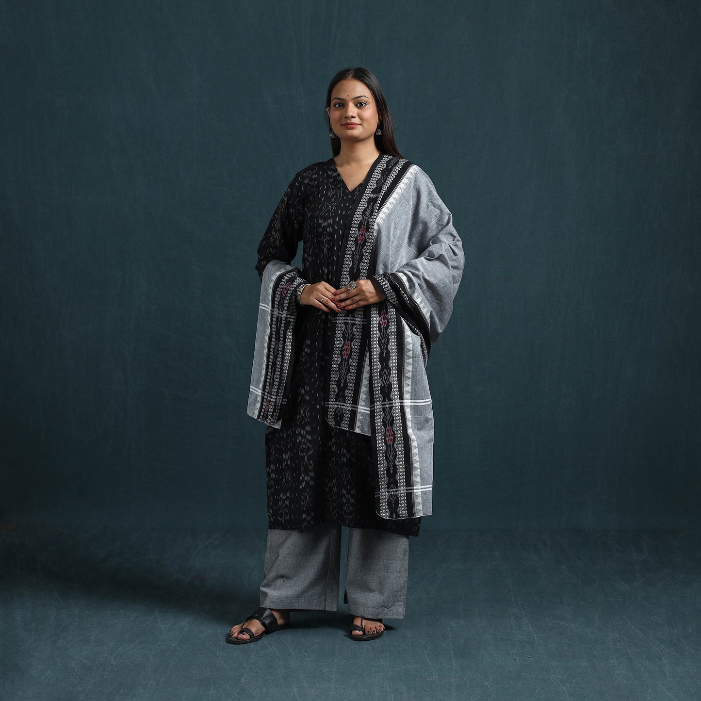 Sambalpuri ikat pure cotton suit set with dupatta for women