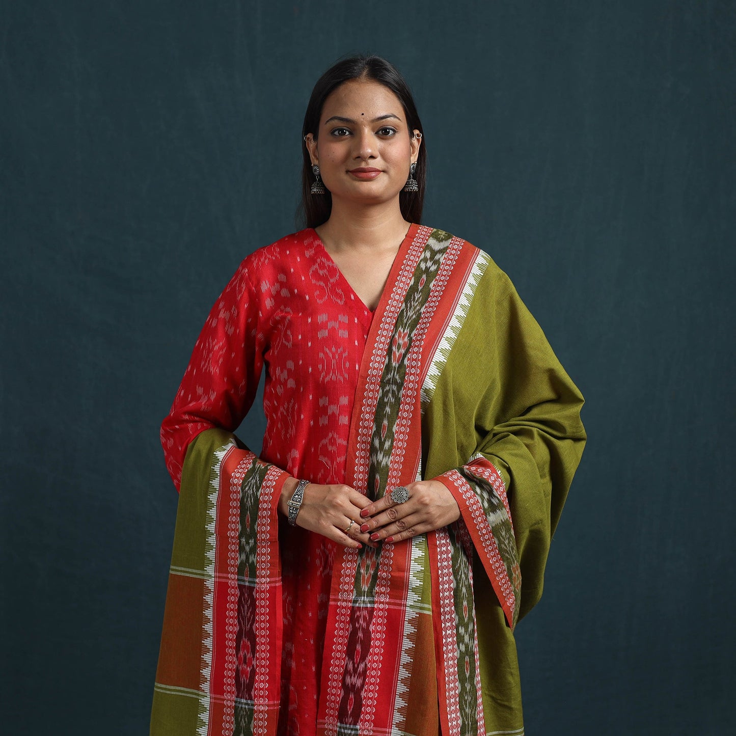 Sambalpuri ikat pure cotton suit set with dupatta for women