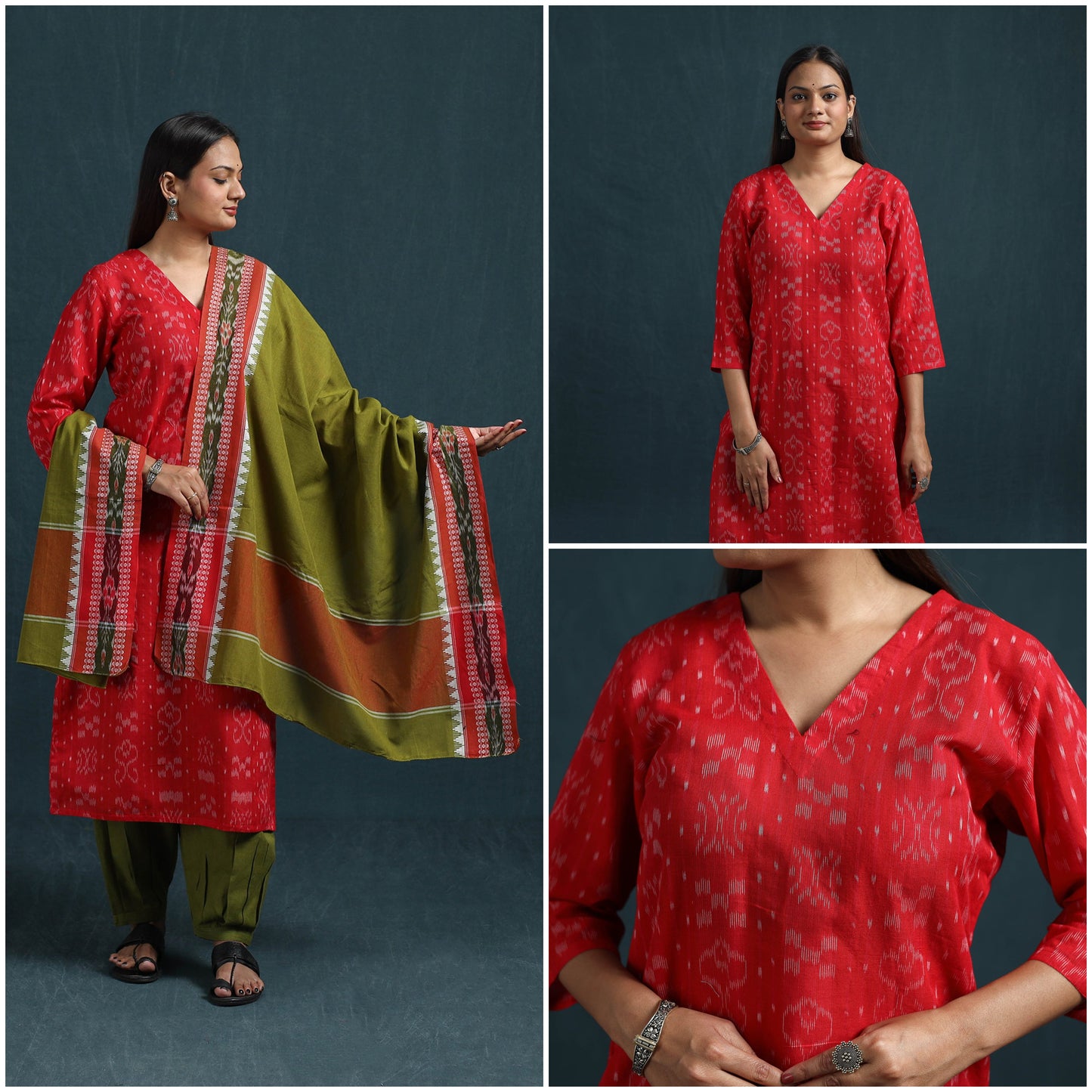 Sambalpuri ikat pure cotton suit set with dupatta for women