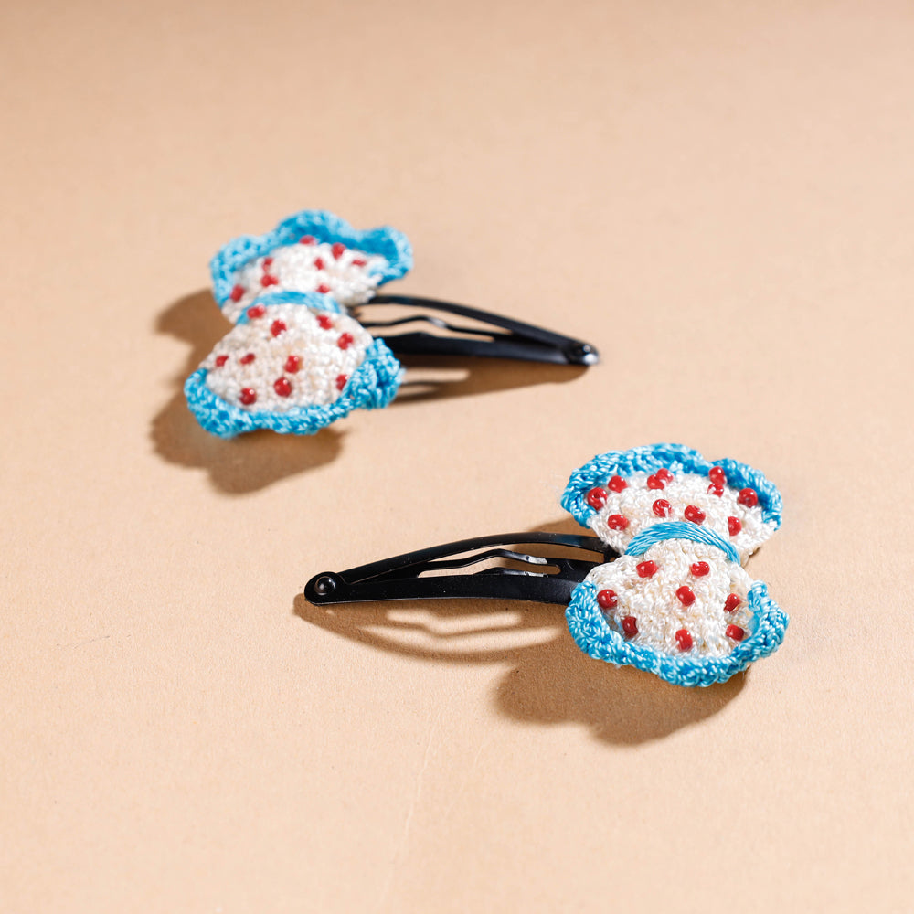 Buy Samoolam Handmade Crochet Flower Hair Clips Set ❤ Cinnamon Rose Online at iTokri.com