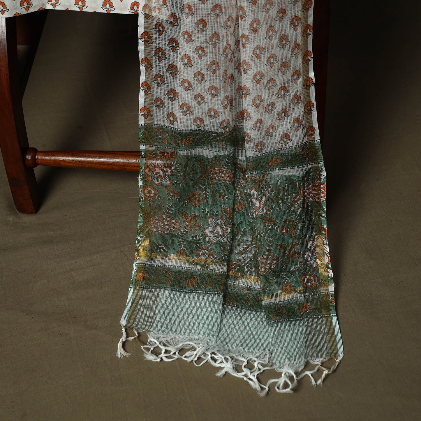 Sanganeri block print cotton 3pc unstitched dress material