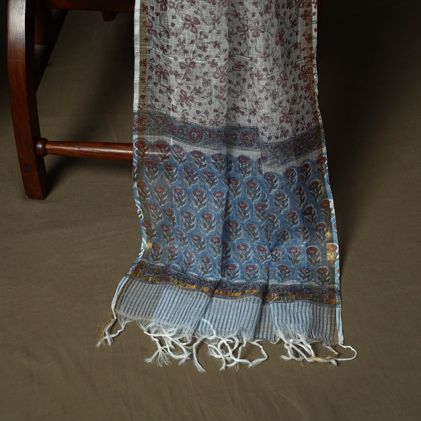 Sanganeri block print cotton 3pc unstitched dress material