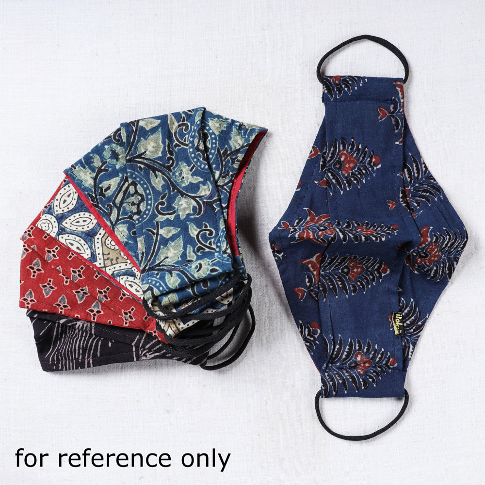 Sanganeri Block Printed Cotton 3 Layer Maska Snug Fit Face Cover