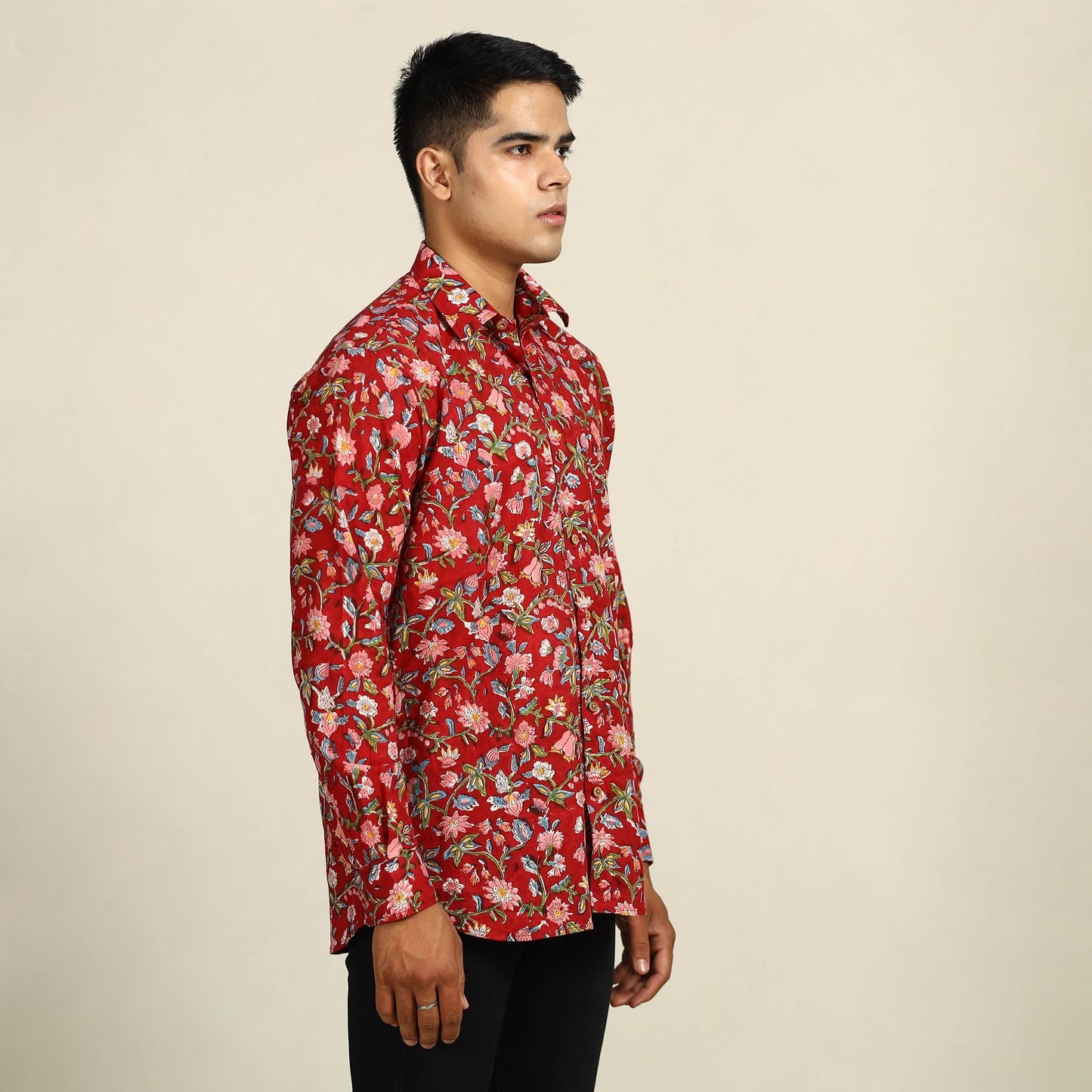Sanganeri printed cotton men full sleeve shirt 01