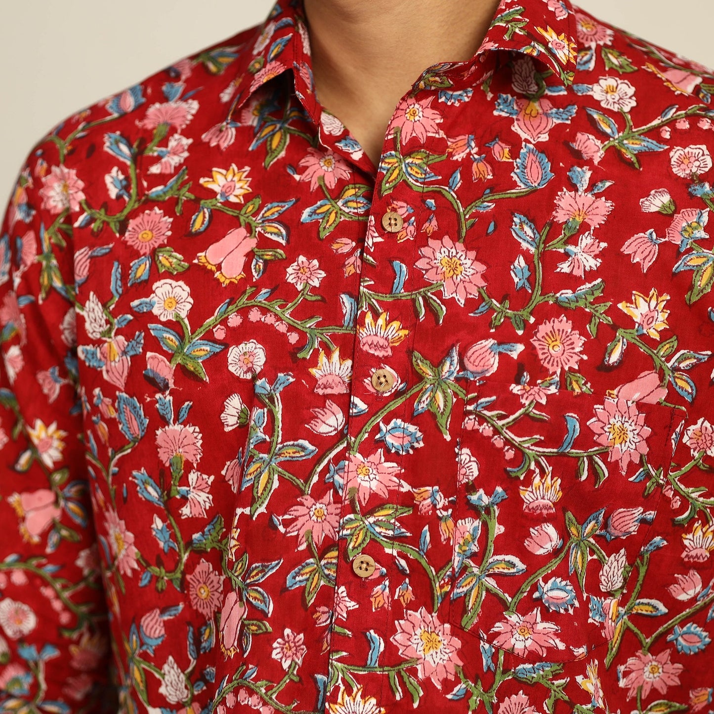 Sanganeri printed cotton men full sleeve shirt 01