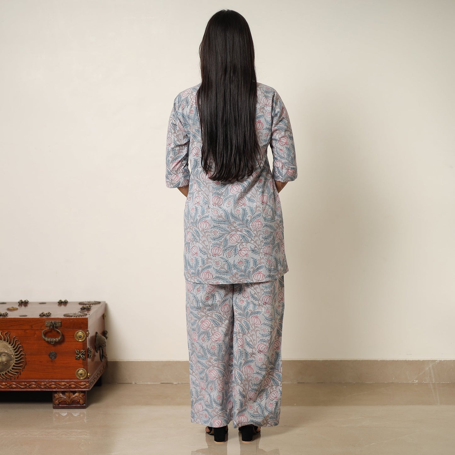 Sanganeri printed cotton co-ord set 13 - handcrafted
