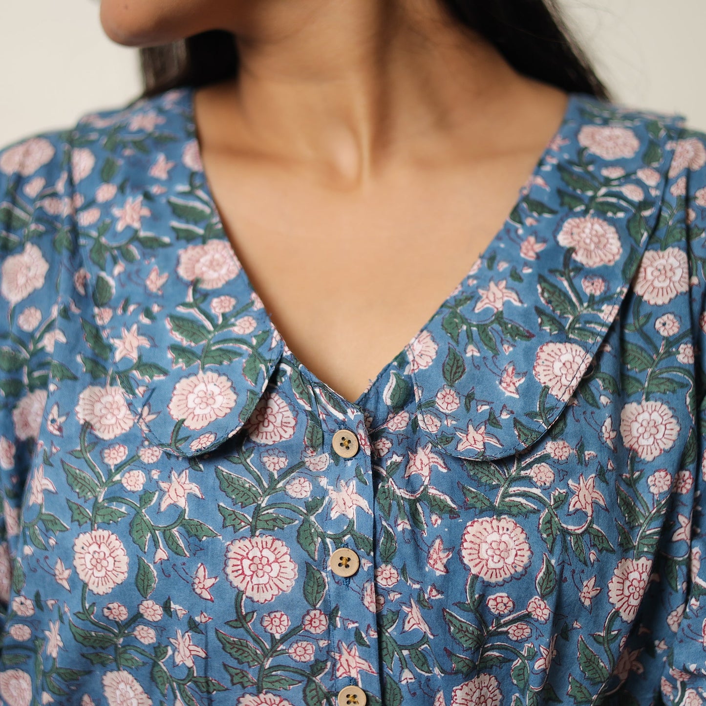 Sanganeri block printed cotton co-ord set 23 - handcrafted