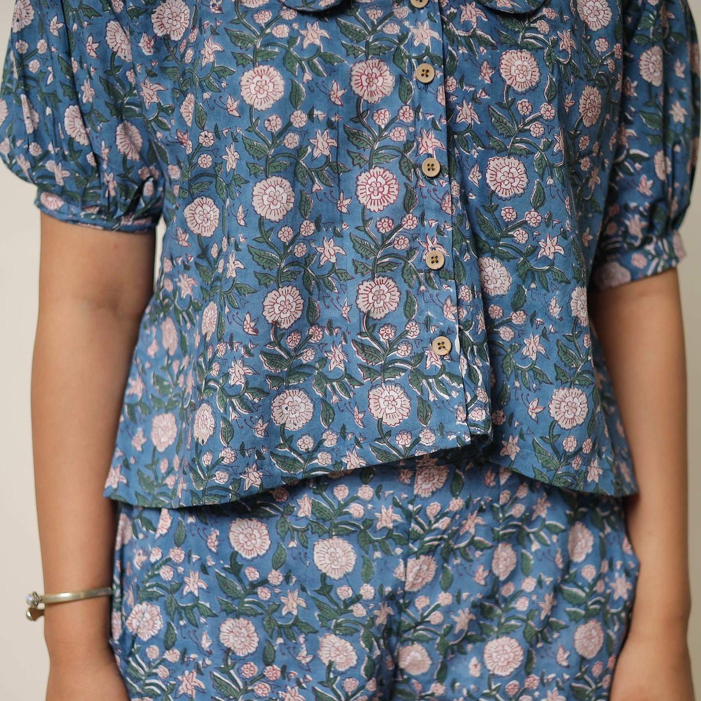 Sanganeri block printed cotton co-ord set 23 - handcrafted