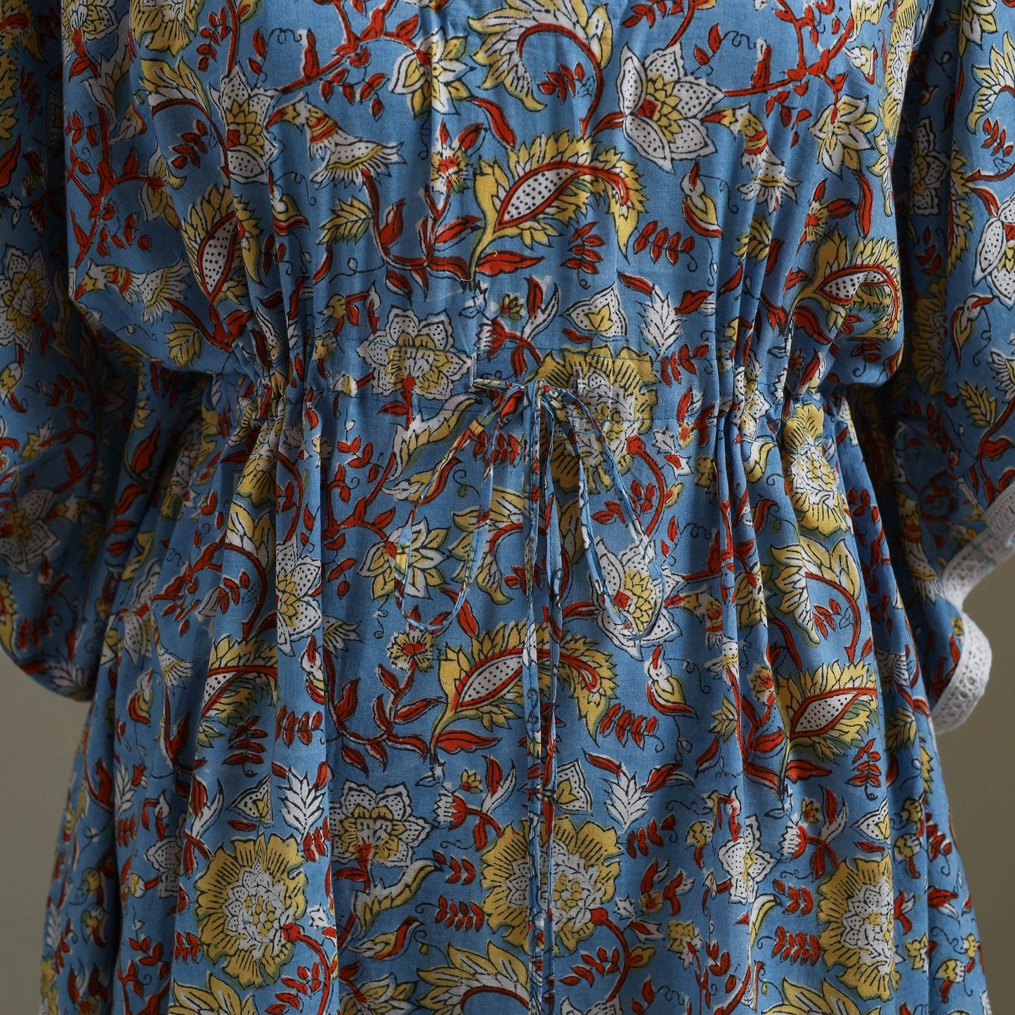 Blue Sanganeri Block Print Cotton Kaftan (Medium)