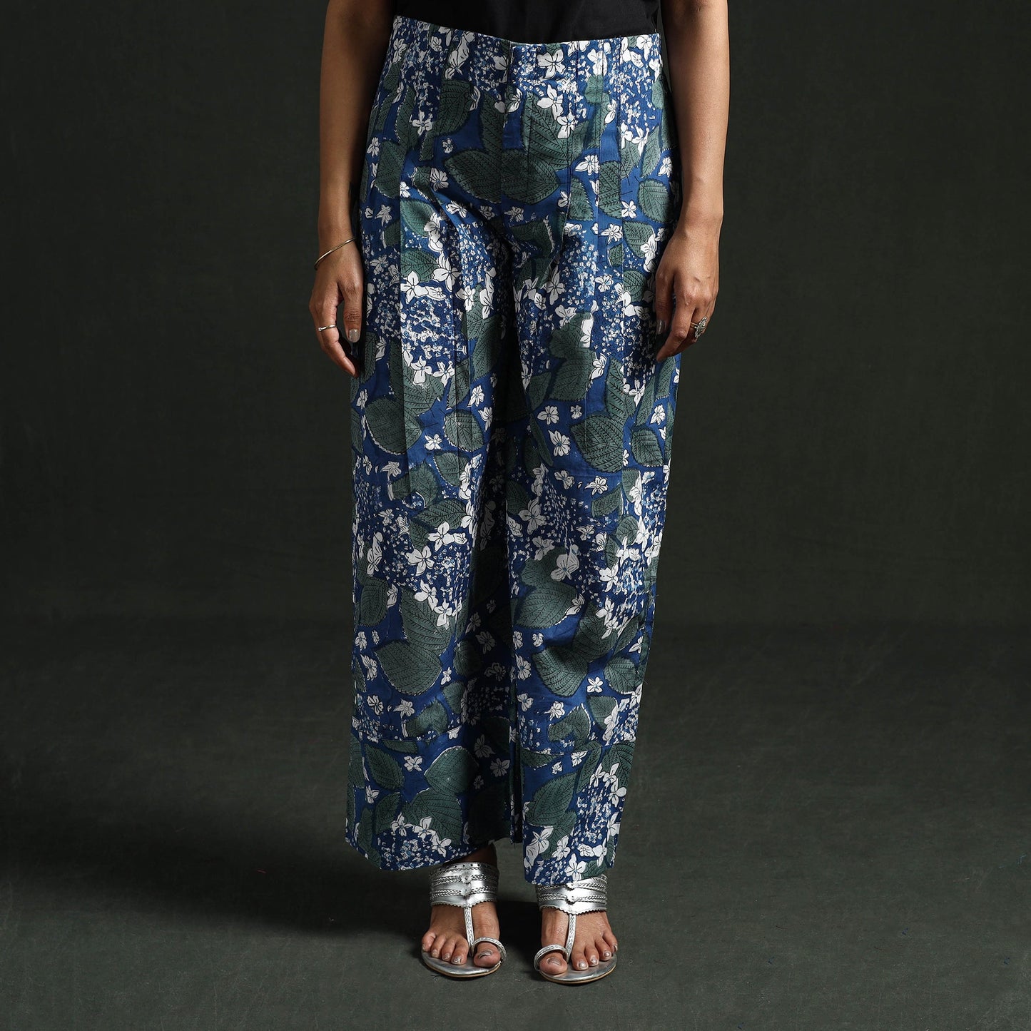 Sanganeri hand block print cotton flared palazzo 07