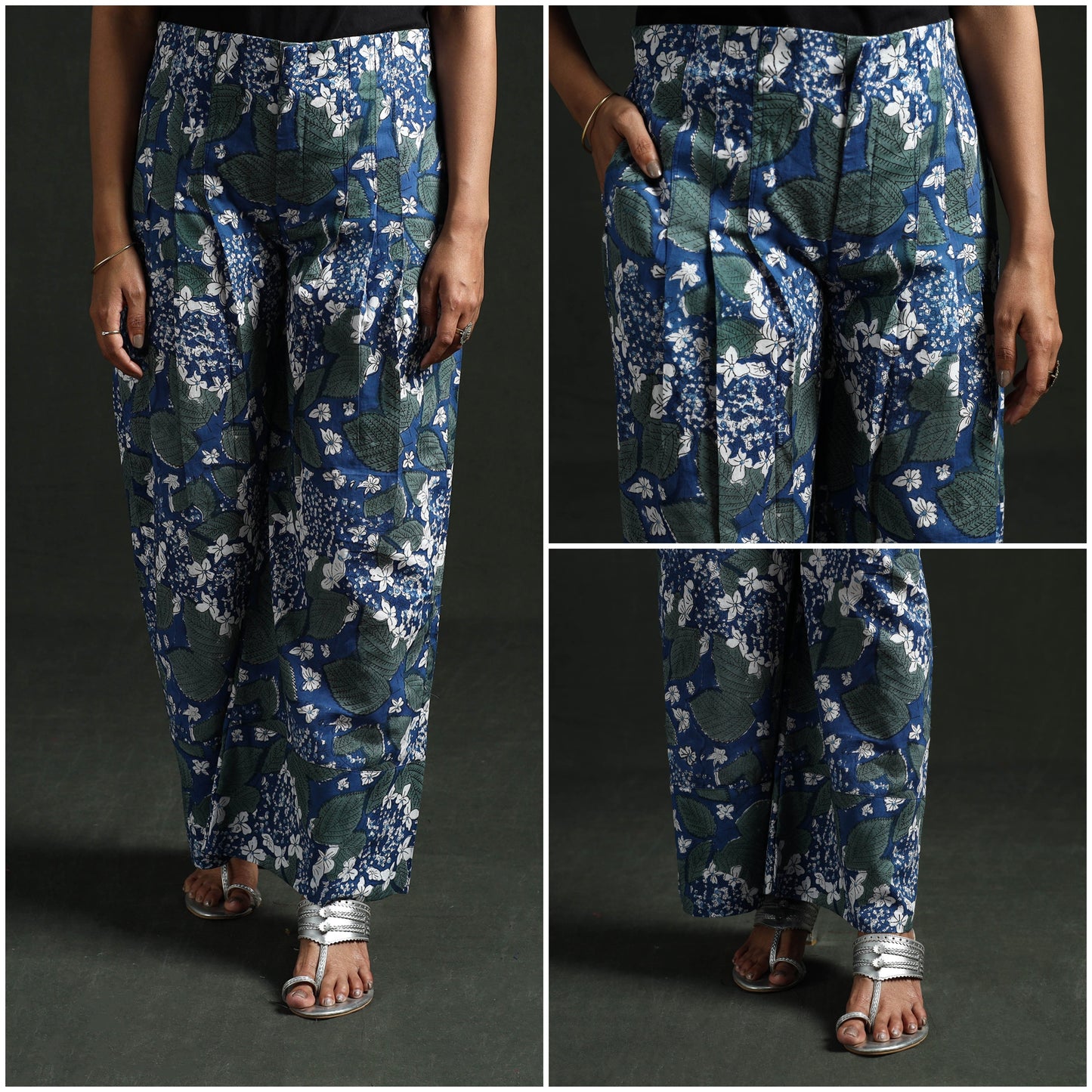 Sanganeri hand block print cotton flared palazzo 07