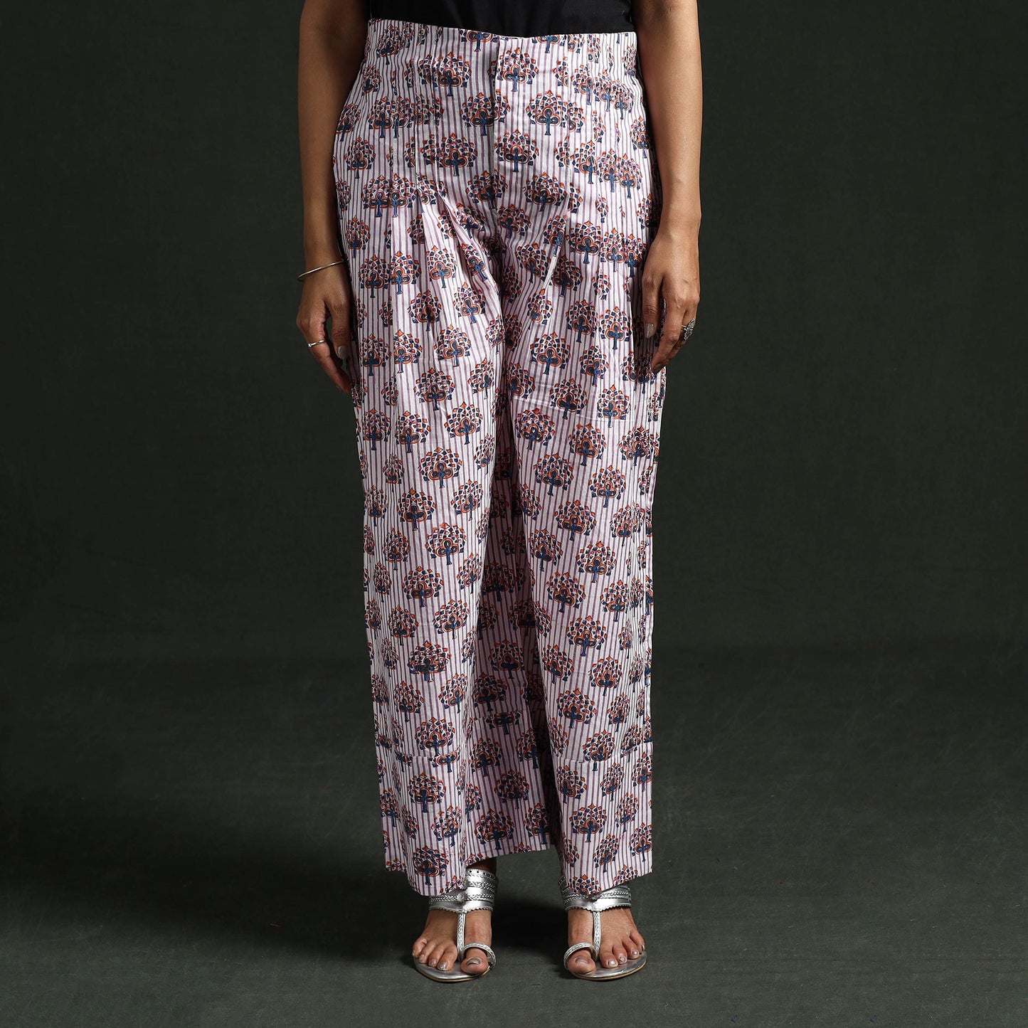 Sanganeri hand block print cotton flared palazzo 10