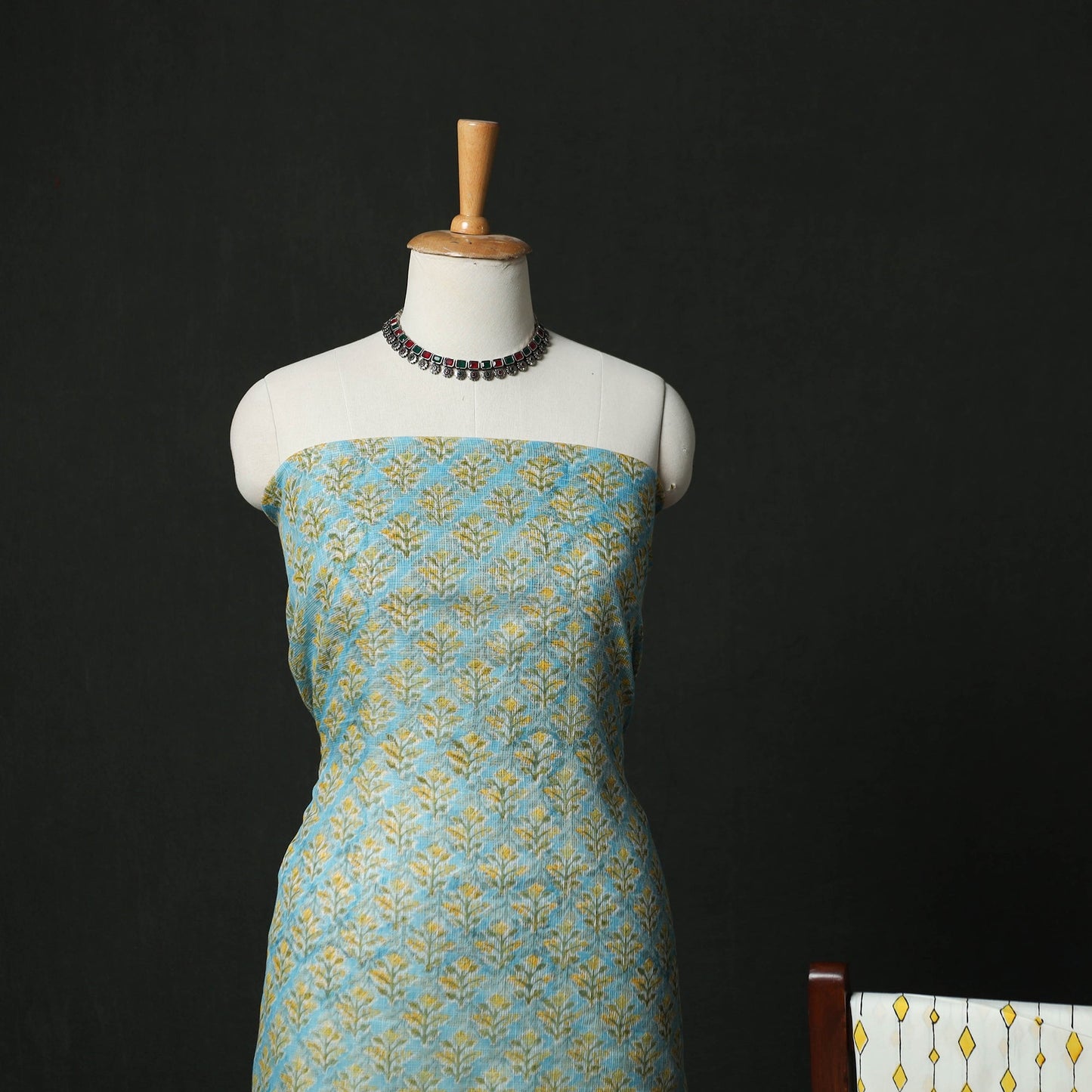 Sanganeri hand block print kota doria cotton 3pc unstitched