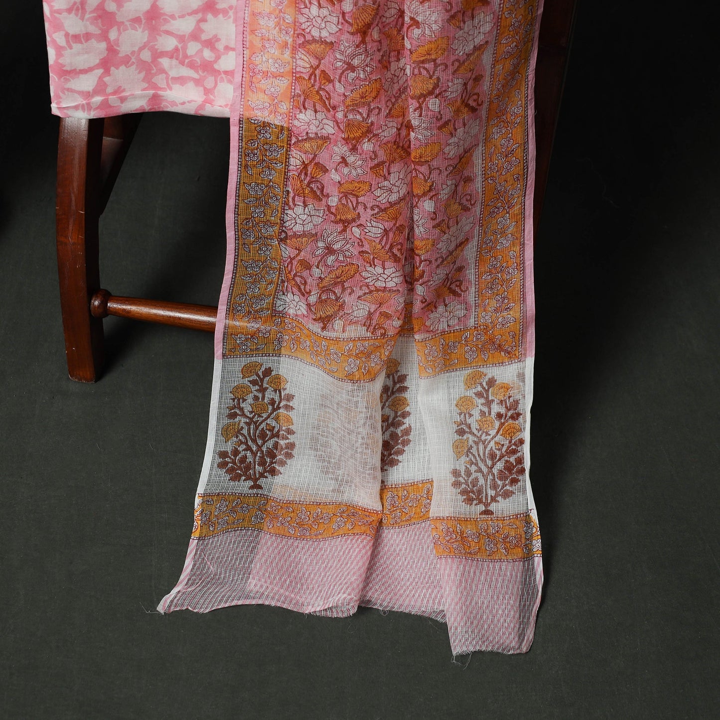 Sanganeri hand block print kota doria cotton 3pc unstitched