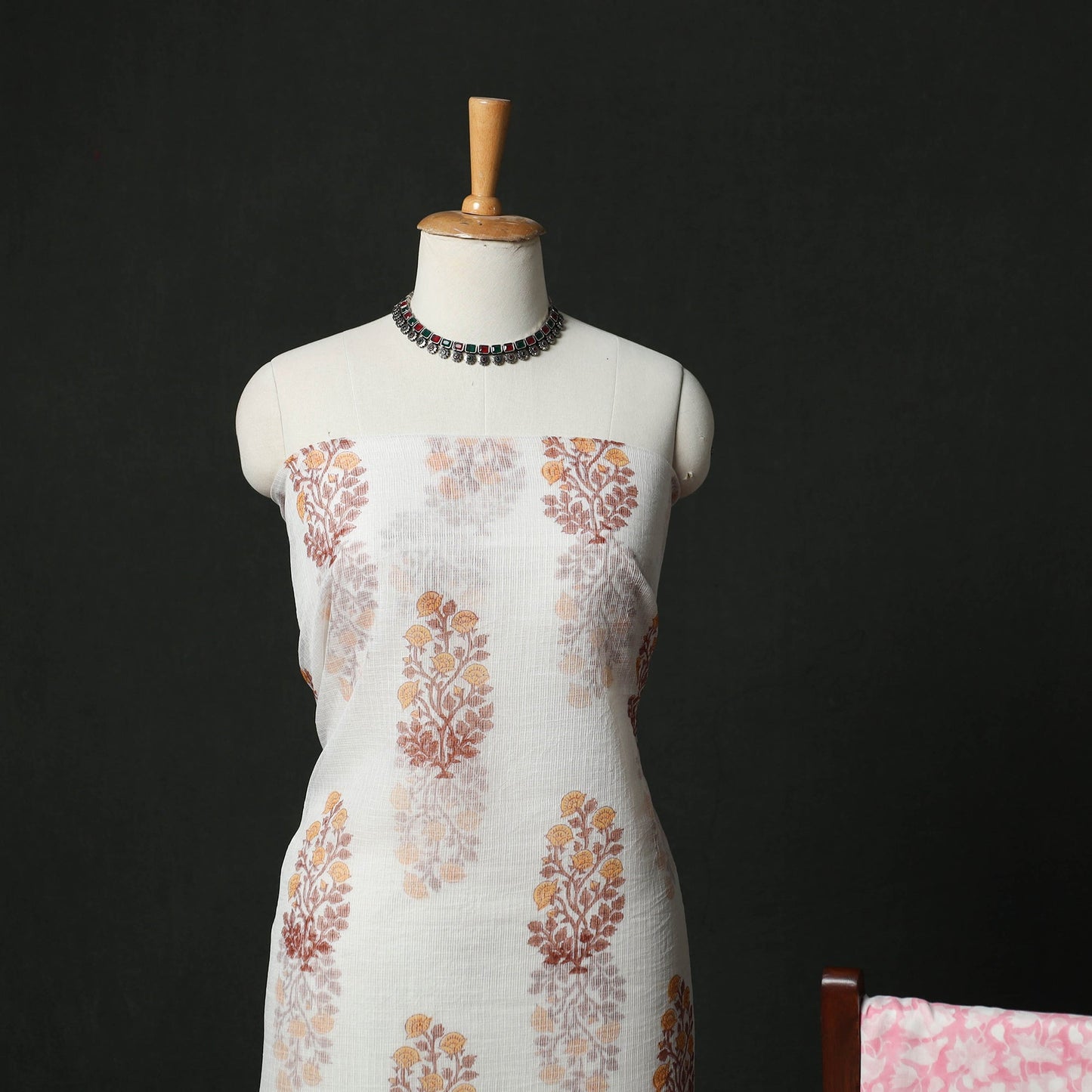 Sanganeri hand block print kota doria cotton 3pc unstitched